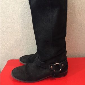Soft Suede knee high slouchy Motorcycle boot